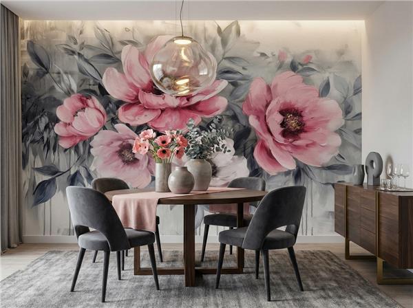 Büyük Çiçek Desen Tasarım Duvar Kağıdı